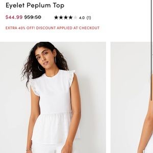 White Ann Taylor Eyelet Peplum Top